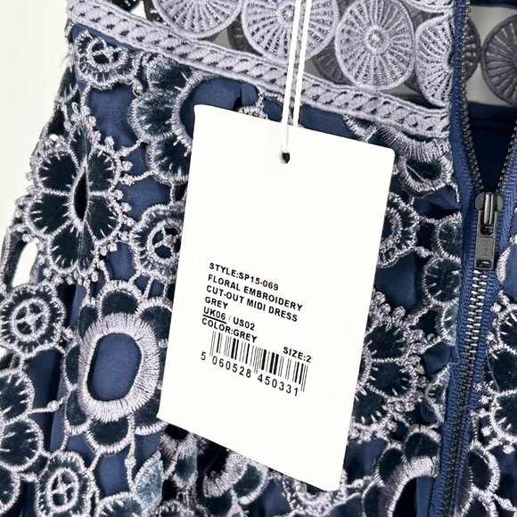 NWT Self-Portrait Floral Embroidery Cut-Out Midi Dress - Picture 8 of 9